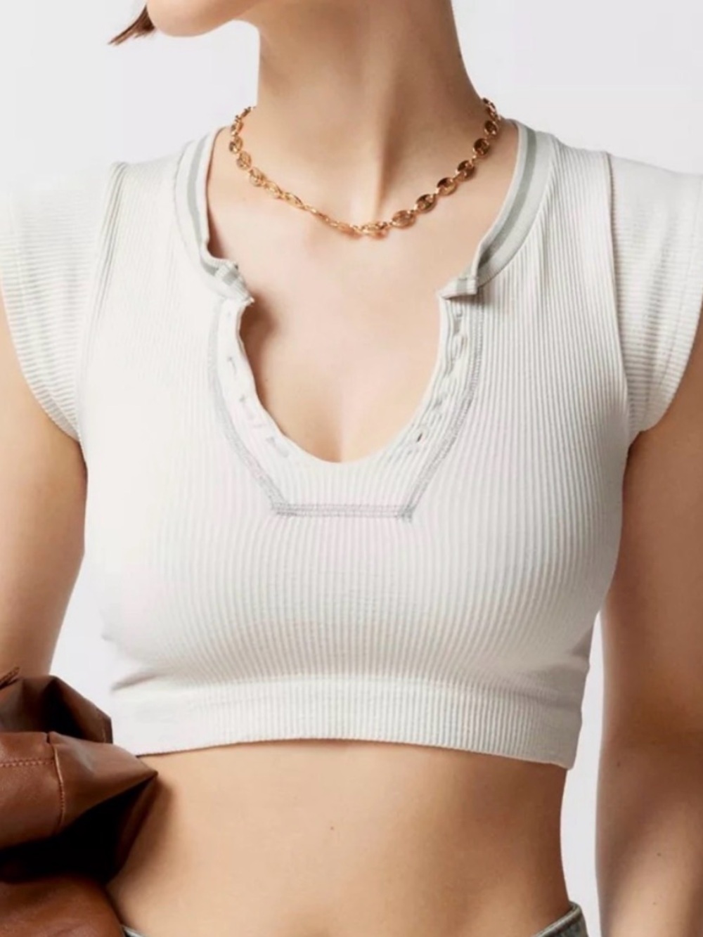 Urban Outfitters Go For Gold Seamless Top Shirt Crop Out From Under Gray‎ XS